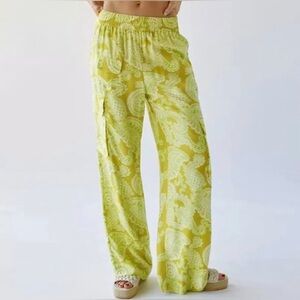 Urban Outfitters Green Paisley Cargo Pants
